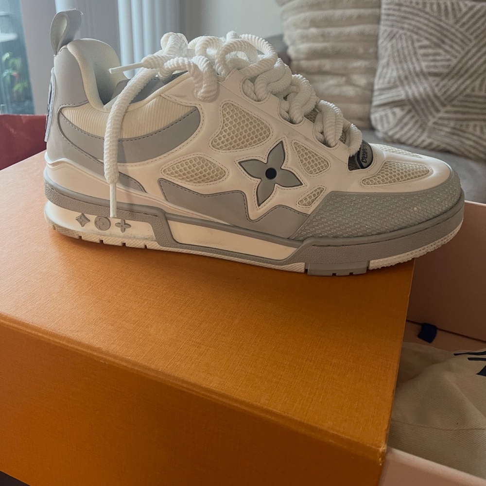 Louis Vuitton White and Gray Sneakers